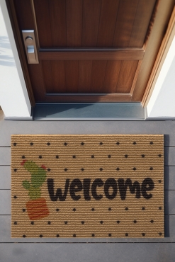 Coco Welcome Kaktüs Paspas Dış Kapı Paspası Kıl Kapı Önü Paspası 40x60 3673 - Koza Home