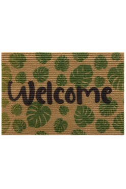 Coco Welcome Yeşil Yaprak Paspas Dış Kapı Paspası Kıl Kapı Önü Paspası 40x60 3674 - Koza Home (1)