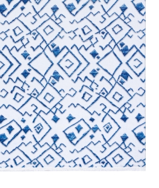 Maze Flux Mavi Desenli Peluş Halı 7451 - Thumbnail