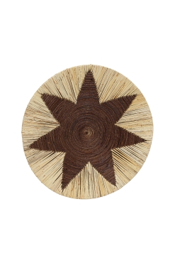 Koza Home - Meander Bambu Afrikan El Yapımı Yıldız Duvar Tabağı Dekoru 40cm 8910