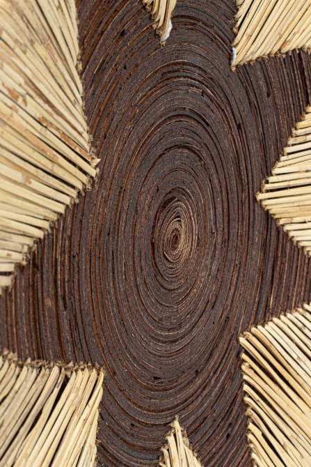 Meander Bambu Afrikan El Yapımı Yıldız Duvar Tabağı Dekoru 40cm 8910 - 3