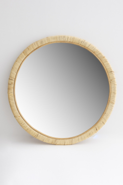 Meander El Yapımı Rattan Yuvarlak Dekoratif Ayna 80cm 8905 - Koza Home (1)