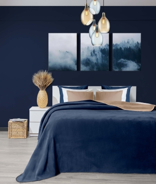 Koza Home - Twin Soft Pamuklu Çift Kişilik Battaniye Kahve Mavi 200 x 220 5012A